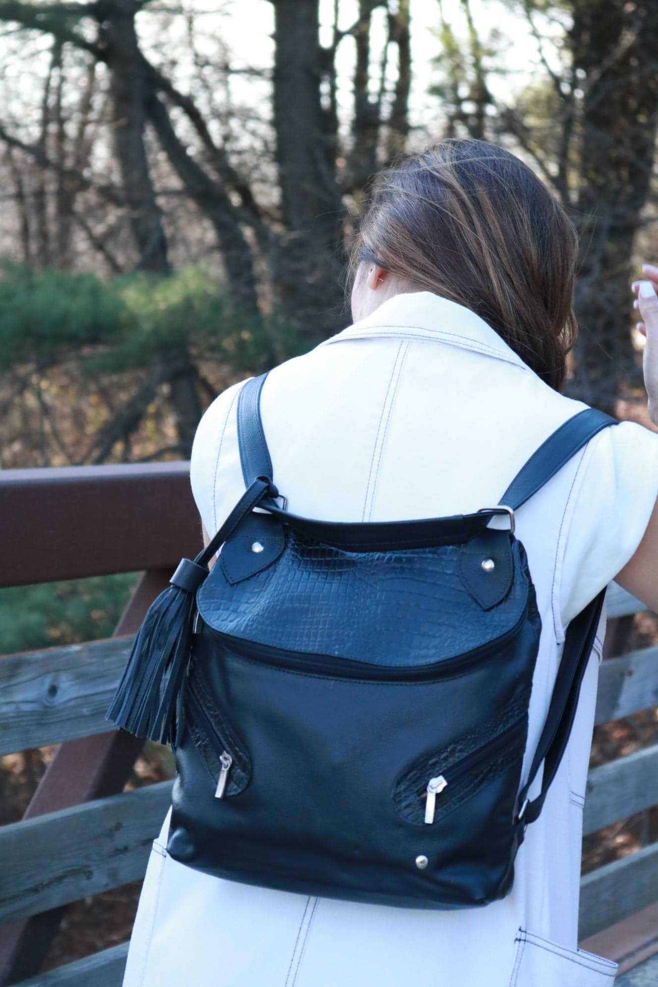 Medium Black Leather- 3 in 1 Backpack