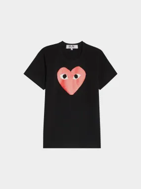 Men Large Red Heart T-Shirts, Black