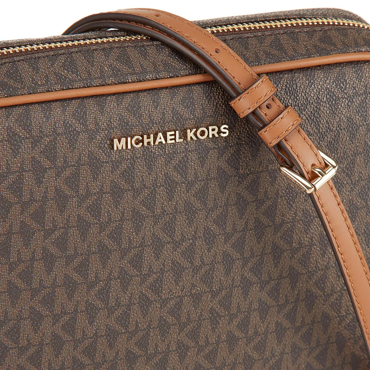 MICHAEL MICHAEL KORS Jet Set Large Monogram Crossbody Bag - Brown