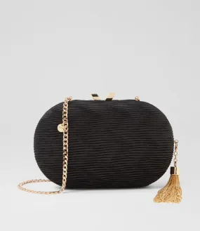 OLGA BERG Natalie Black Fabric Clutch