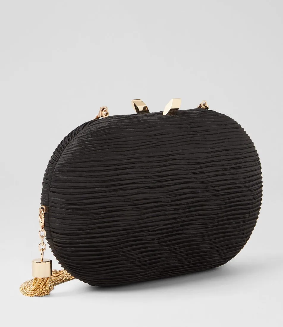 OLGA BERG Natalie Black Fabric Clutch