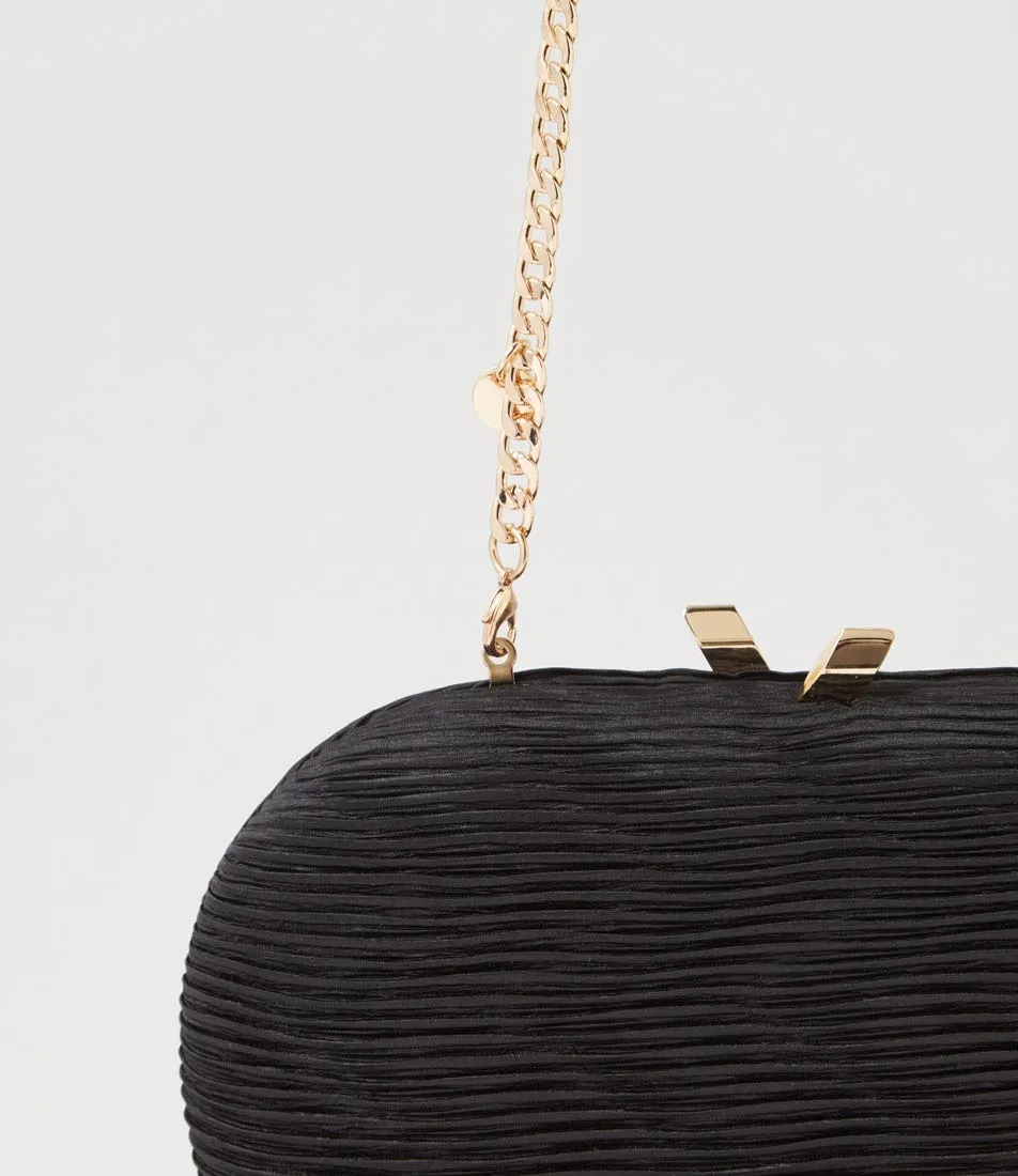 OLGA BERG Natalie Black Fabric Clutch