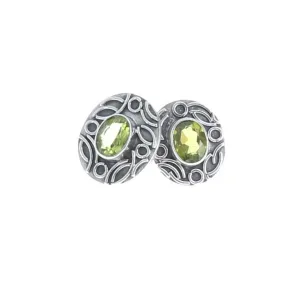 Peridot Sterling Earrings Oval 7X9mm Posts Wire Design