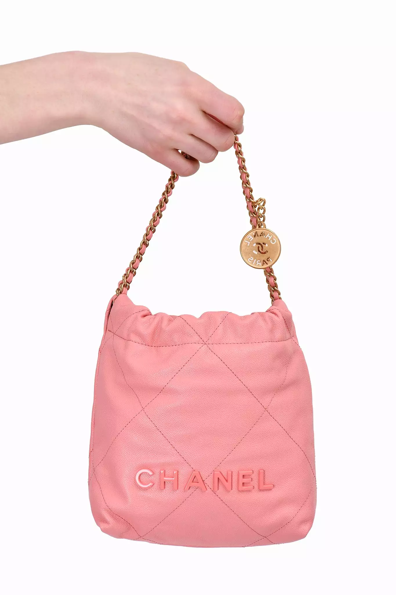 Pre-loved Chanel? Pink Caviar Mini 22 Hobo Bag