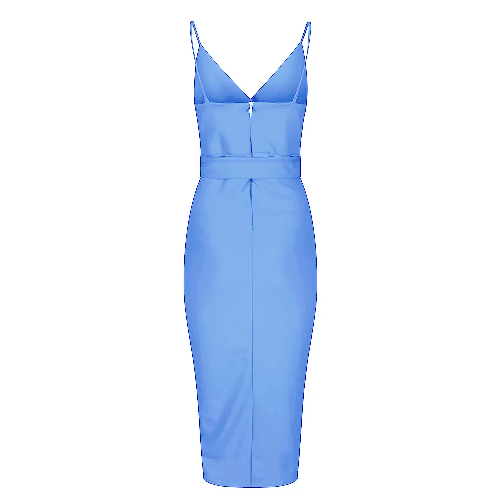 Pretty Blue Strappy Bodycon Wiggle Dress