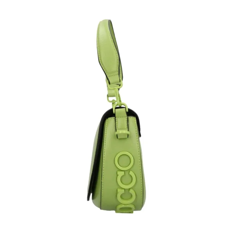 RoccoBarocco 10902 NINA Flap Bag Borsa a Mano Donna in Ecopelle Acid Green