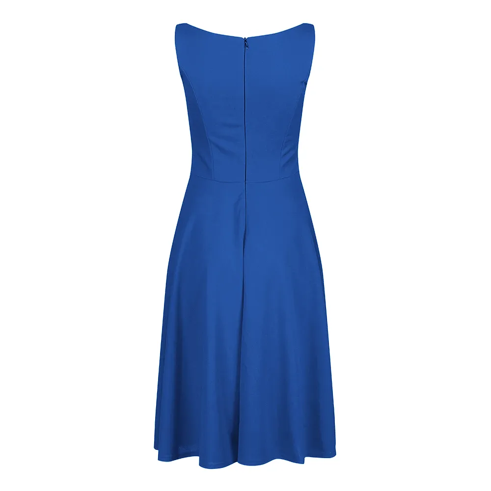 Royal Blue Audrey 1950s Style Swing Dress