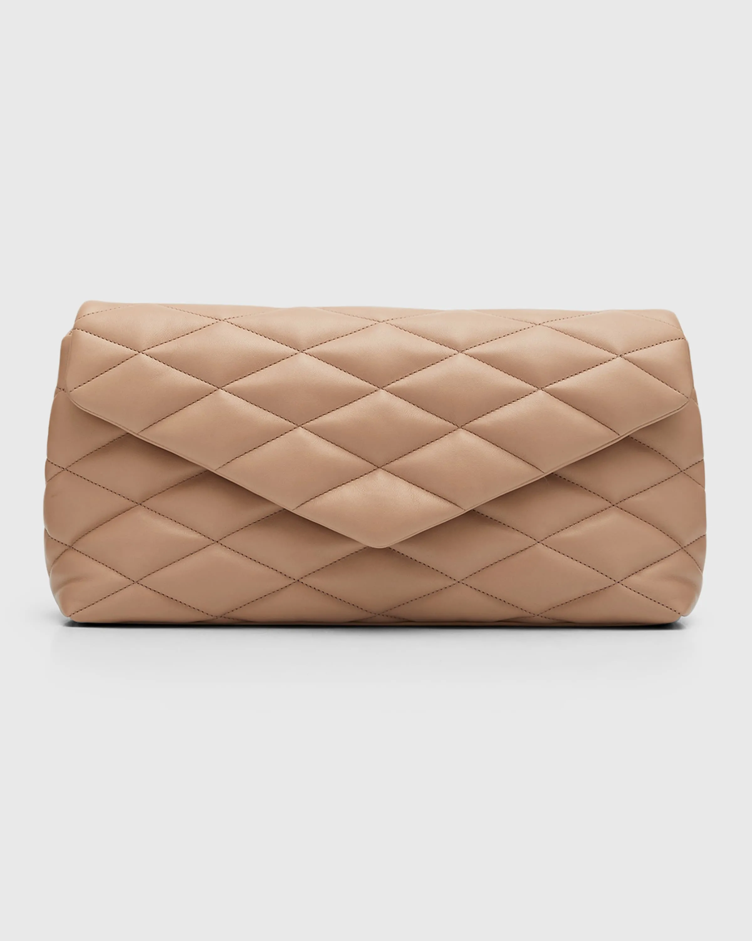 Sade Puffy Large YSL Clutch Bag in Quilted Smooth Leather