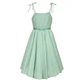 Sage Green Shoulder Strap Summer Swing Dress