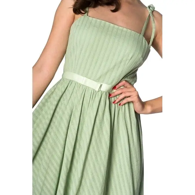 Sage Green Shoulder Strap Summer Swing Dress