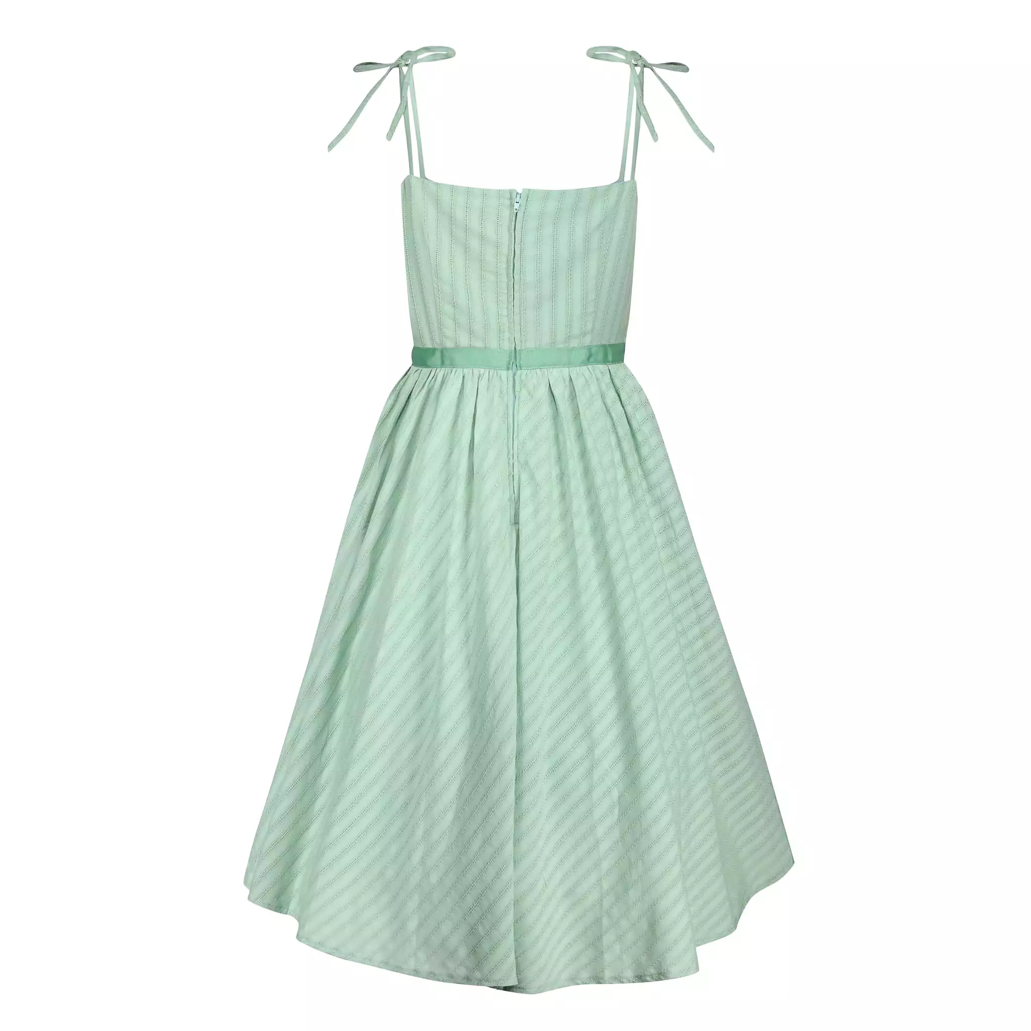 Sage Green Shoulder Strap Summer Swing Dress