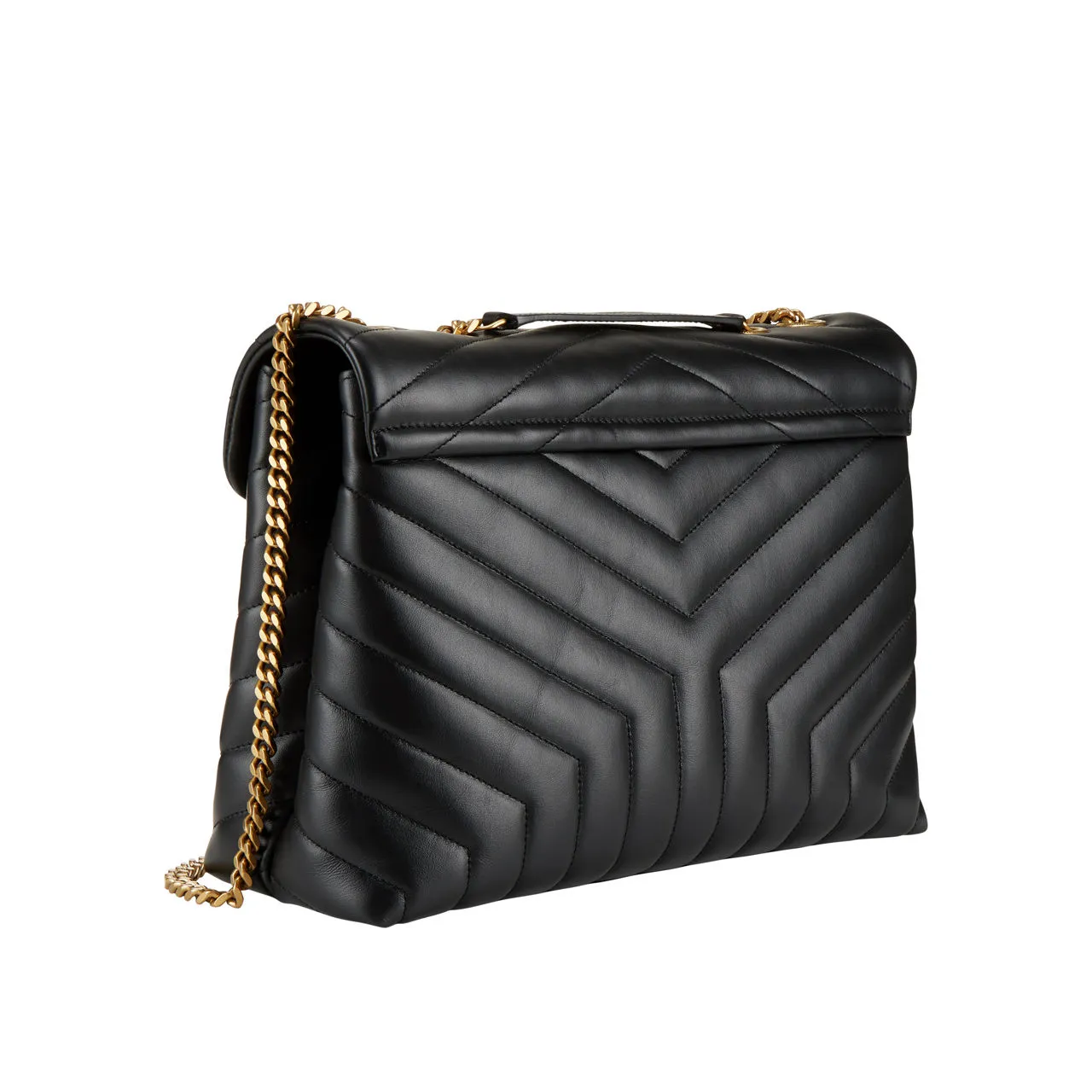 SAINT LAURENT Lou Lou Medium Quilted Leather Shoulder Bag - BLACK