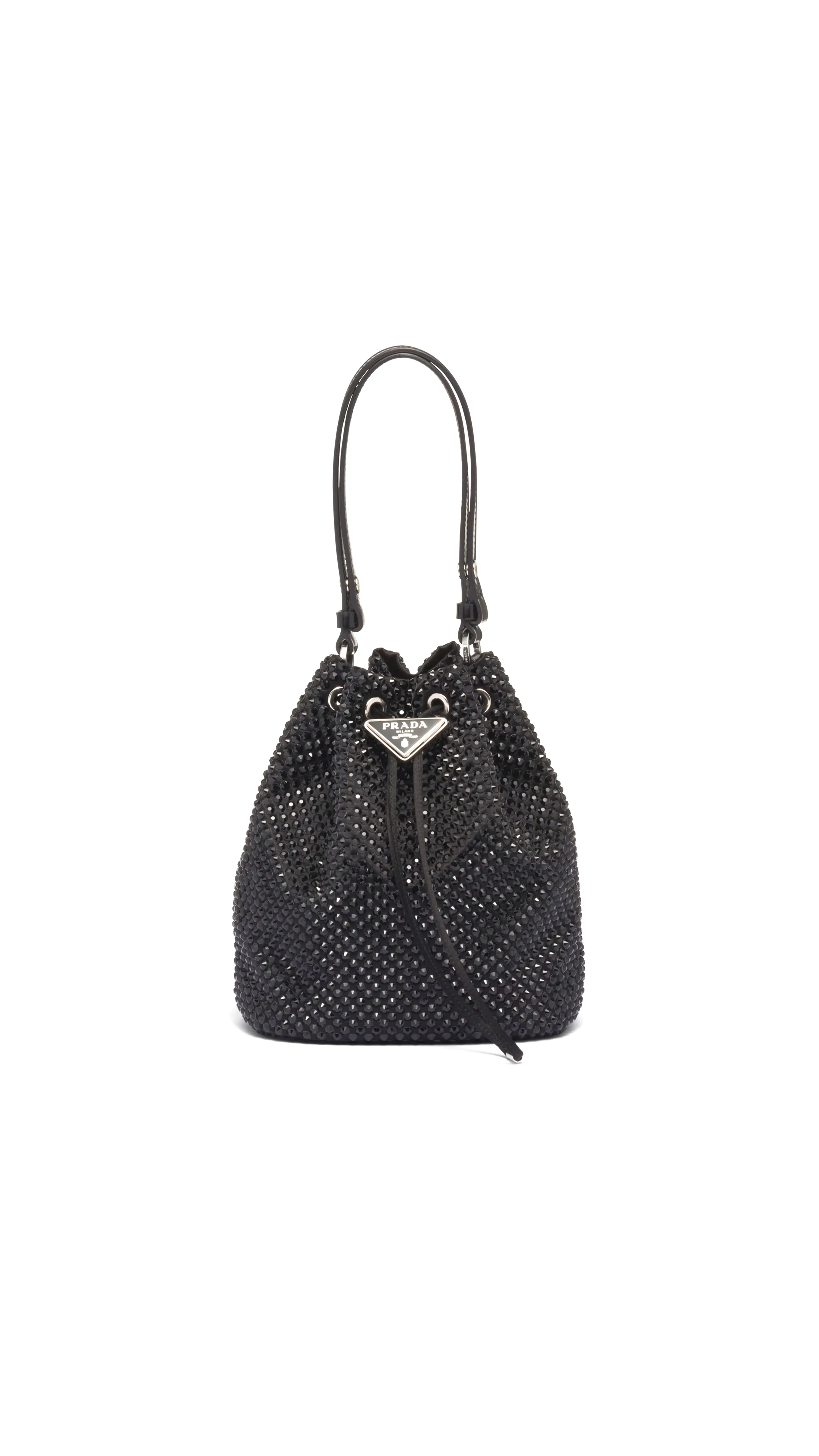 Satin Mini-bag With Crystals - Black