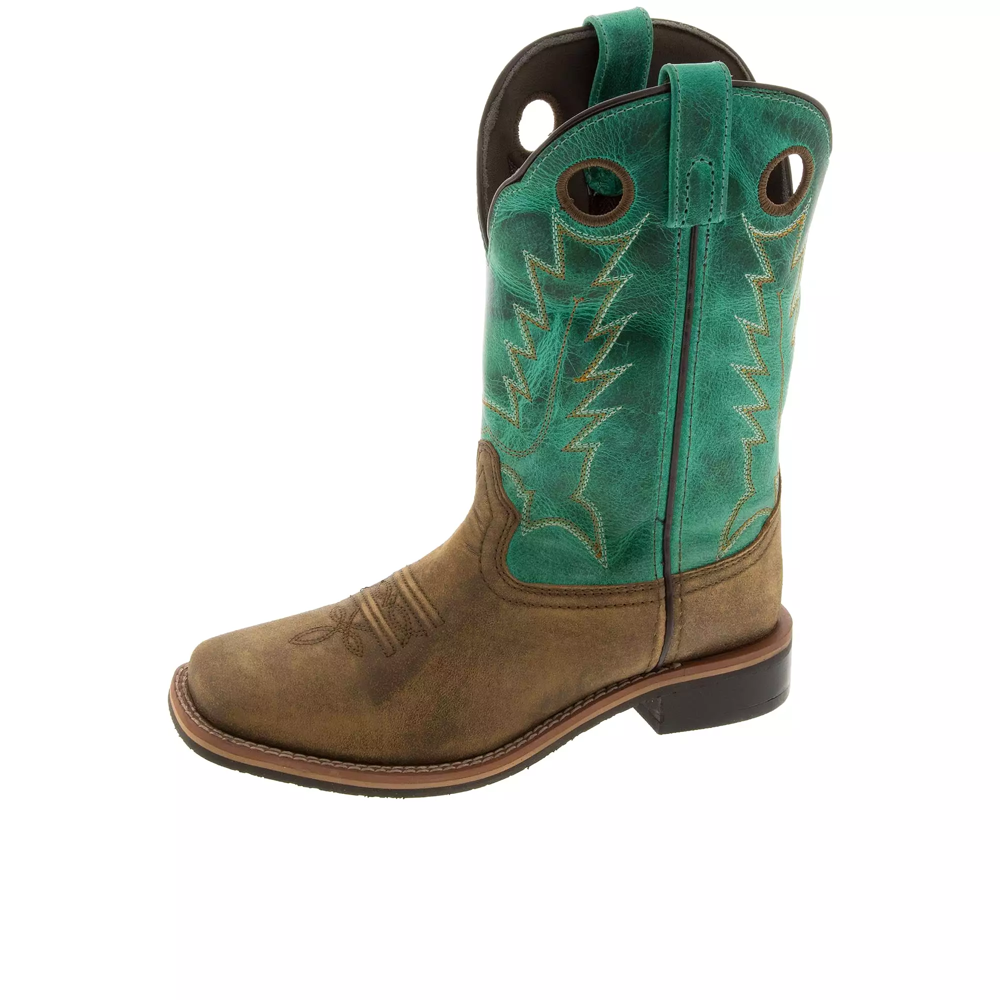 Smoky Mountain Boots Youth Jesse Square Brown Distressed Turquoise