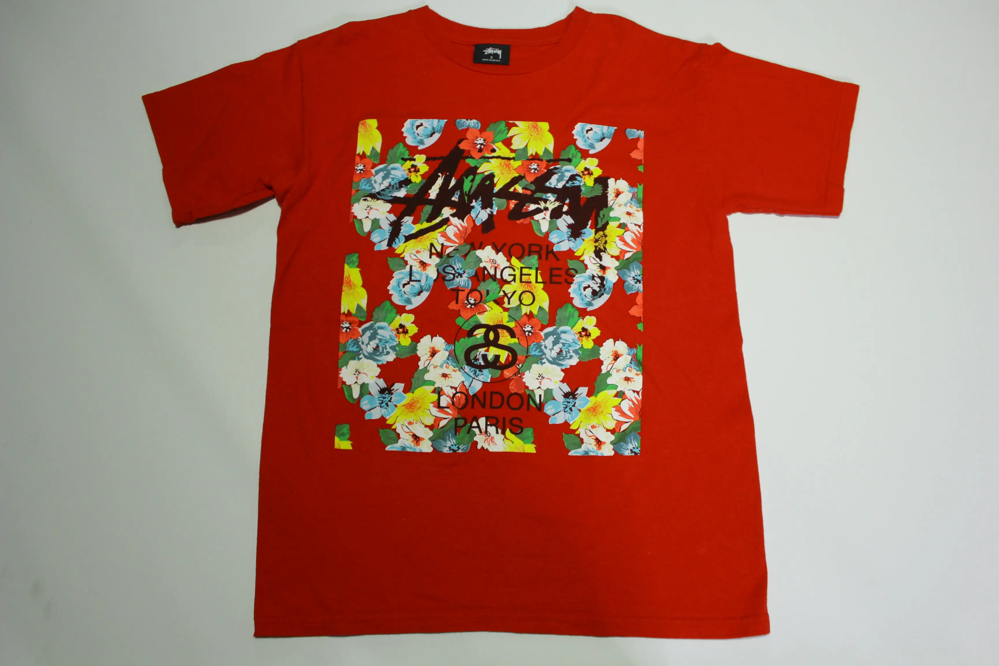 Stussy New York Los Angeles Tokyo London Paris Skate Floral T-Shirt