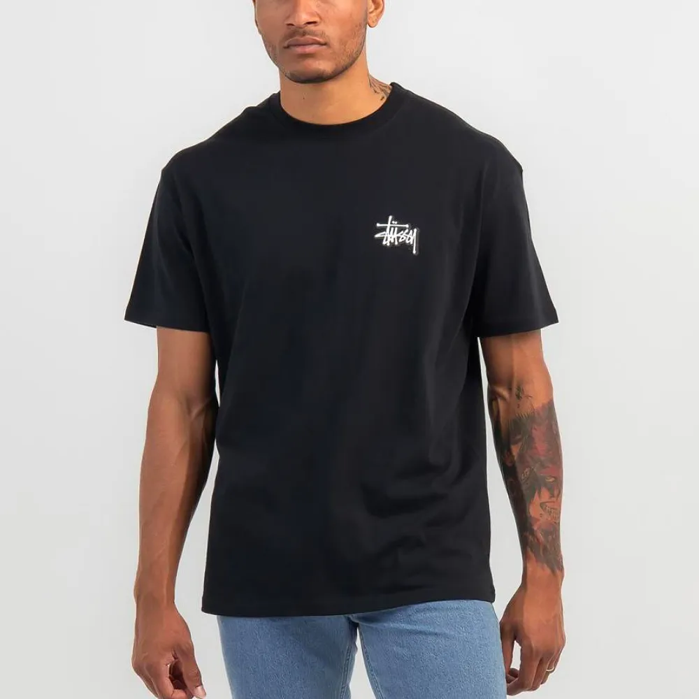 Stussy Solid Offset Graffiti Tee Black