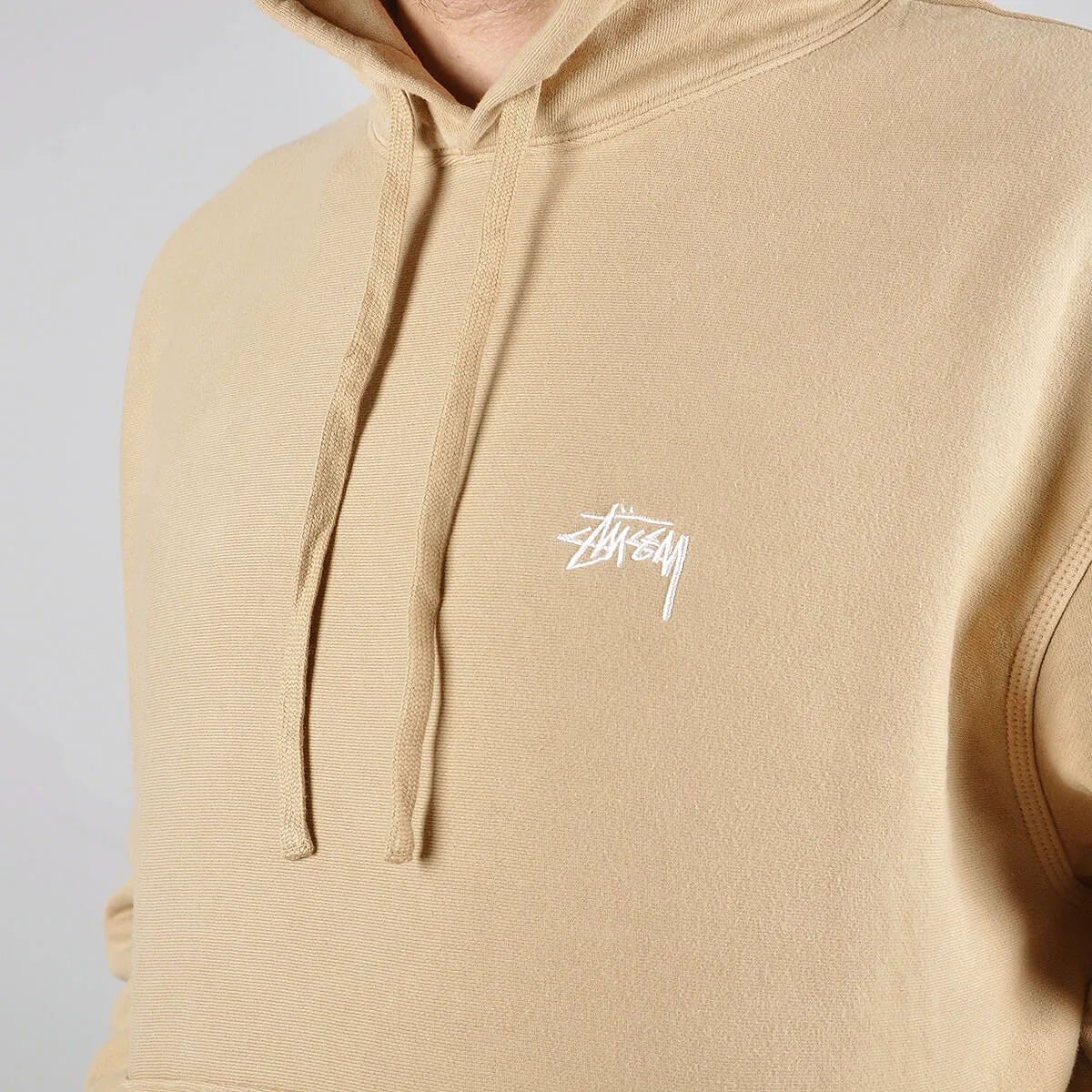 STUSSY Stock Logo Hoodie Beige