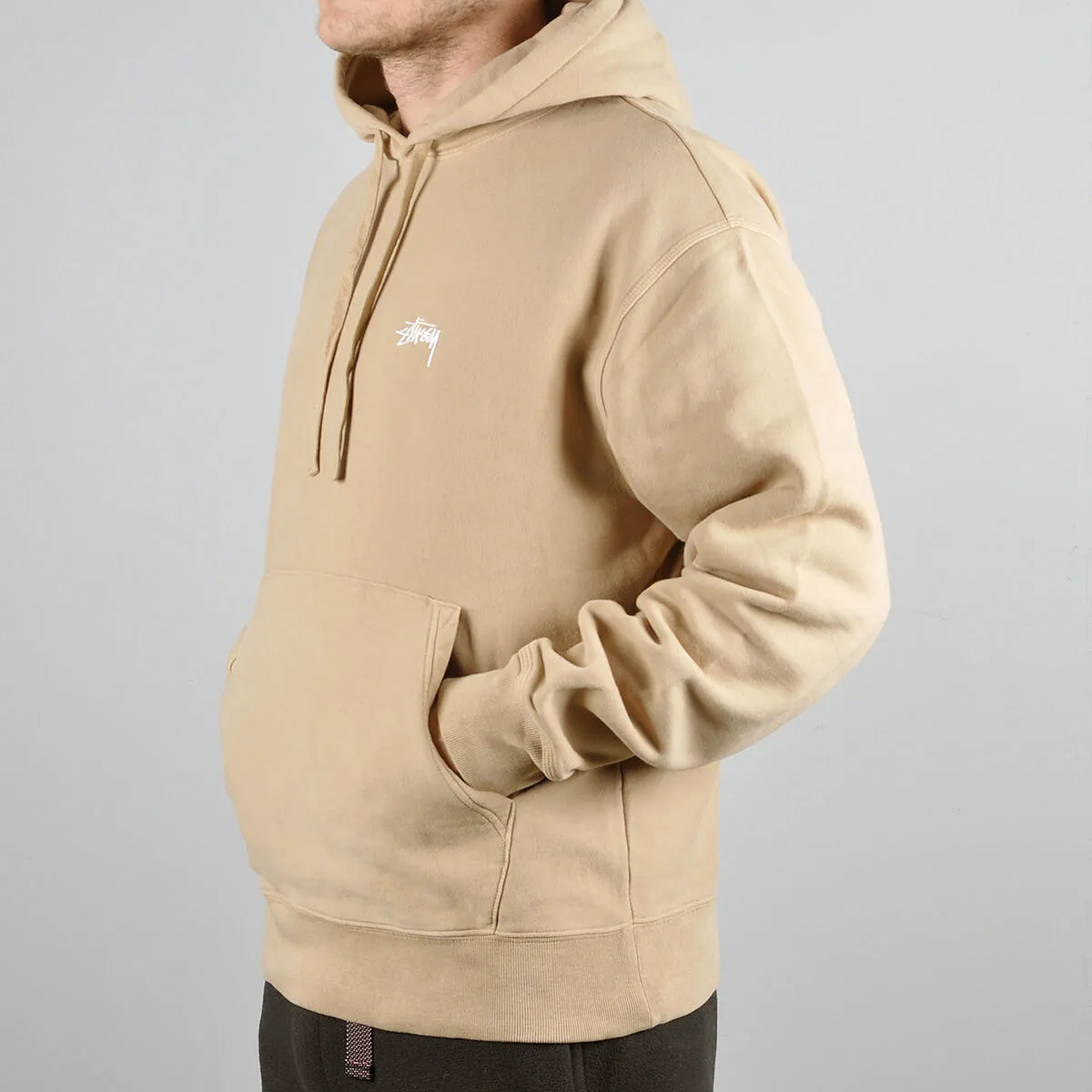 STUSSY Stock Logo Hoodie Beige