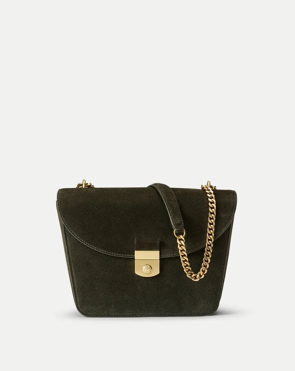 Suede Double Link Flap Bag