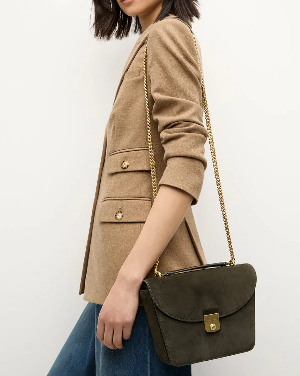 Suede Double Link Flap Bag