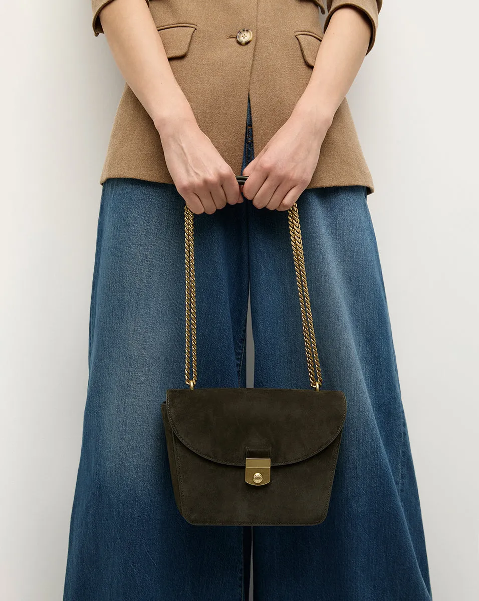 Suede Double Link Flap Bag