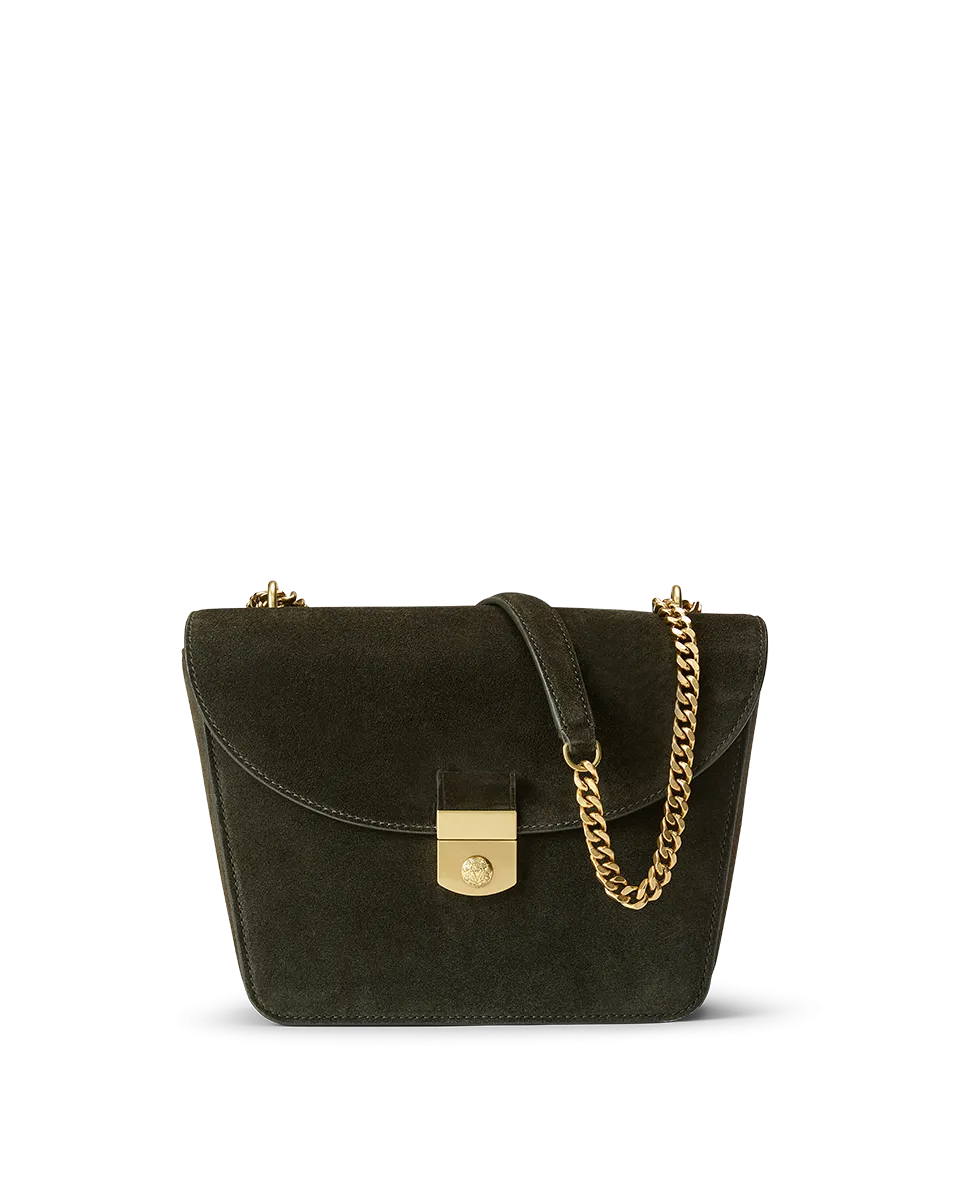 Suede Double Link Flap Bag