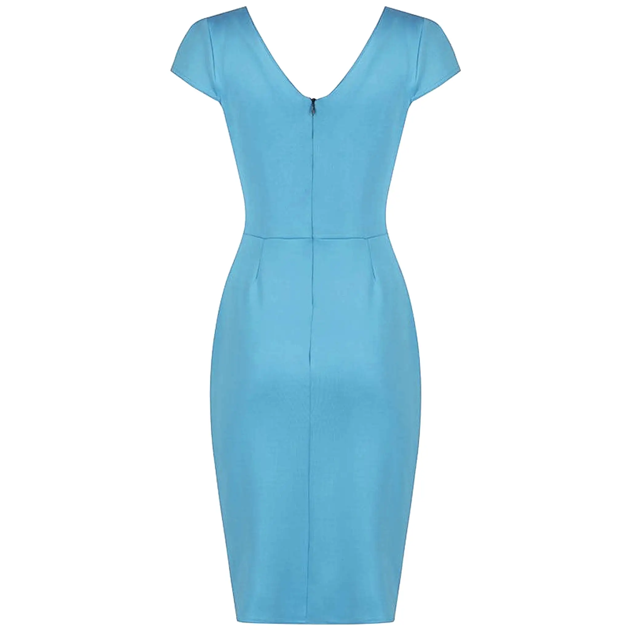 Summer Blue Cap Sleeve Crossover Top Bodycon Wiggle Pencil Dress