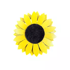 Sunflower Yellow Leather Hair Clip