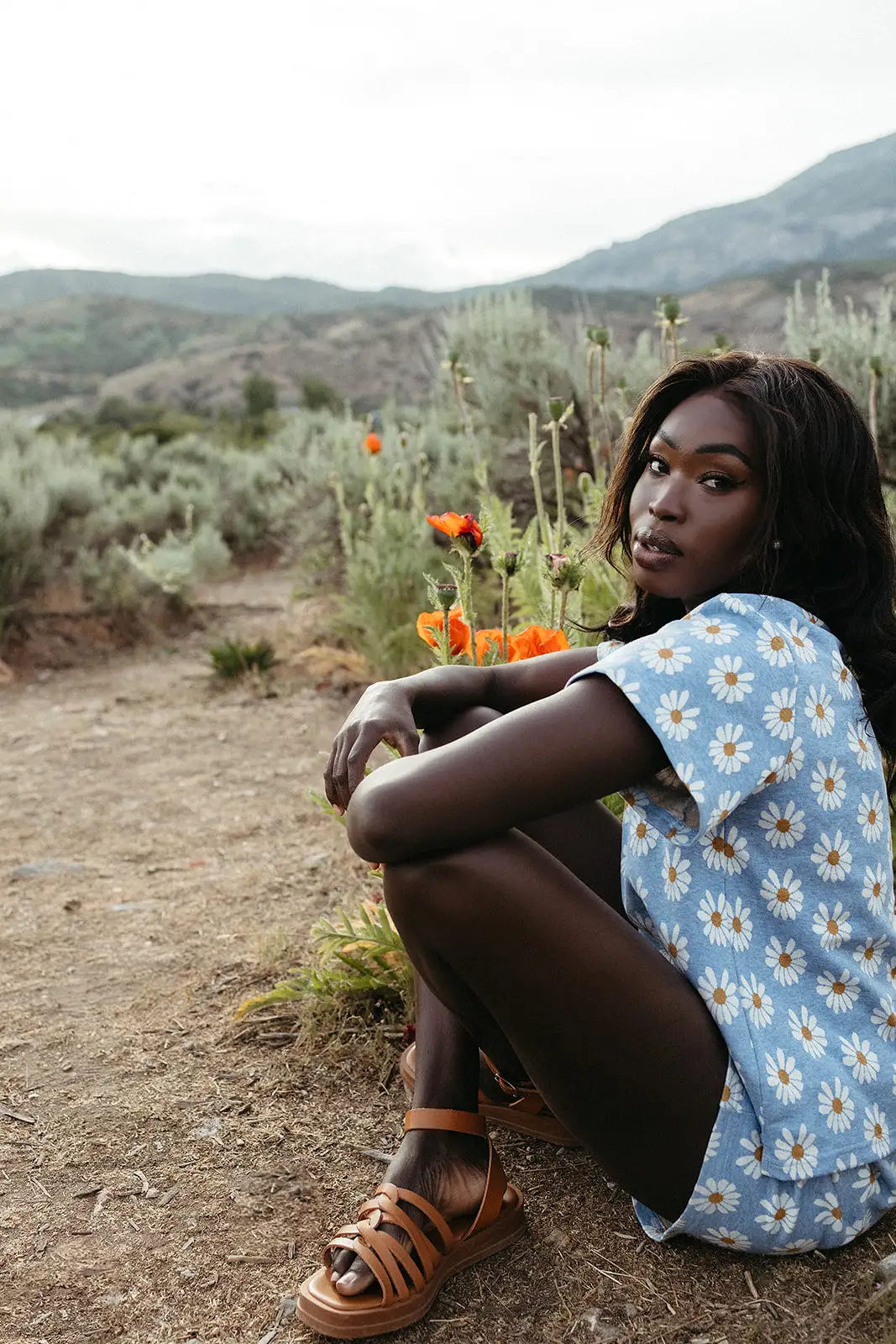 The Reddick Sunflower Print Short in Blue