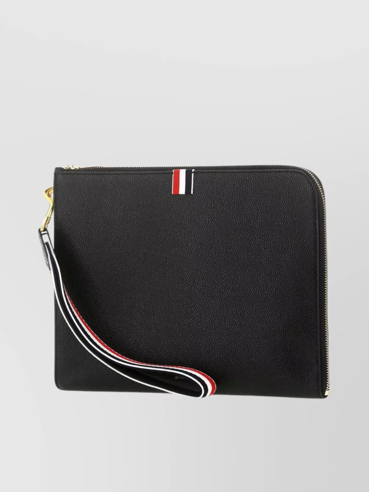 Thom Browne   Medium textured leather clutch with wrist strap