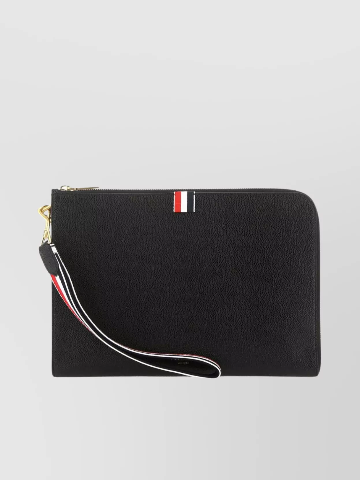 Thom Browne   Medium textured leather clutch with wrist strap