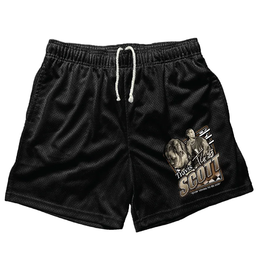 Travis Scott Black Mesh Shorts (5 Inch Inseam)