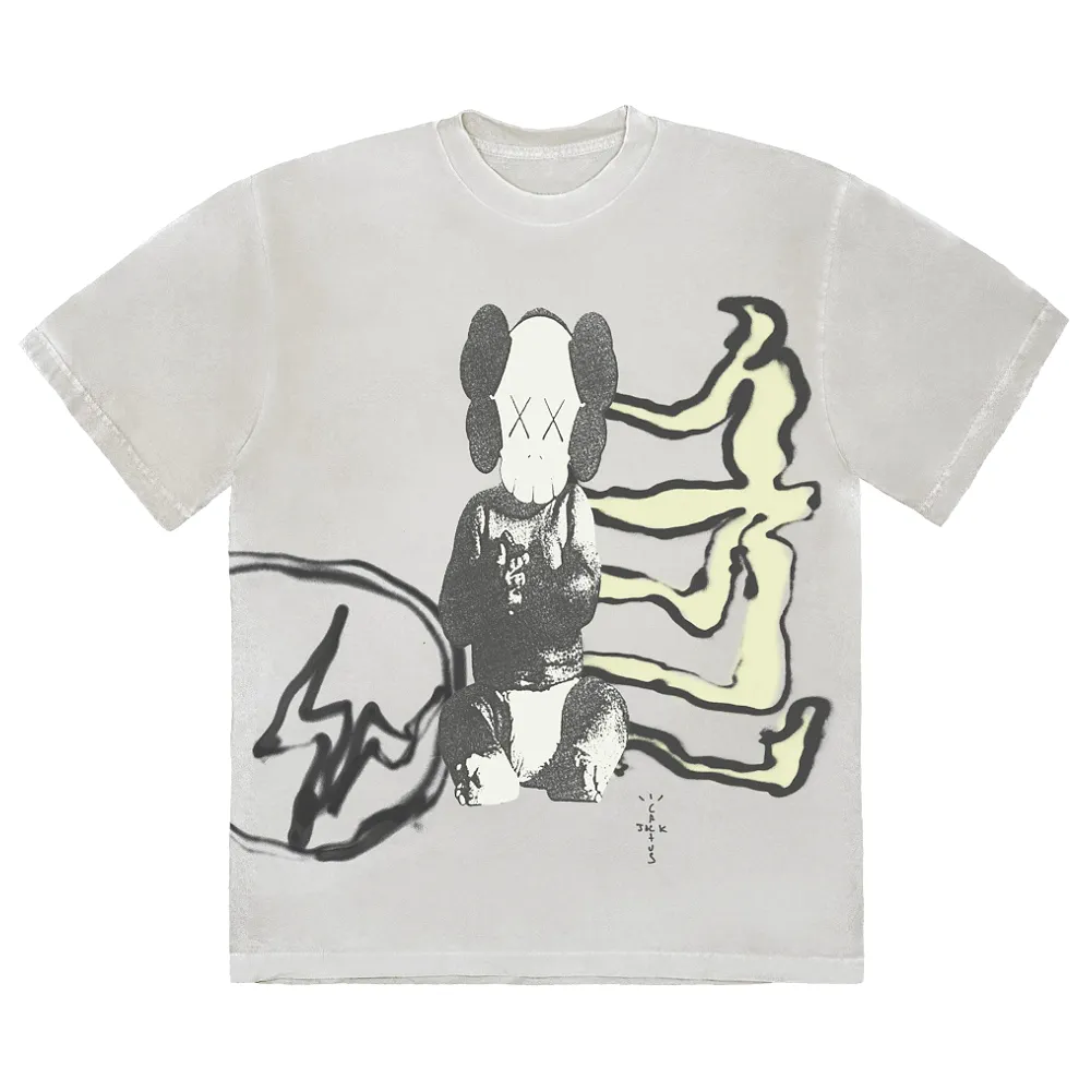 Travis Scott Cactus Jack + Kaws For Fragment Aged Yellow Tee