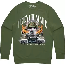 TRENCH MADE SOLDIER : Olive Crewneck Sweater