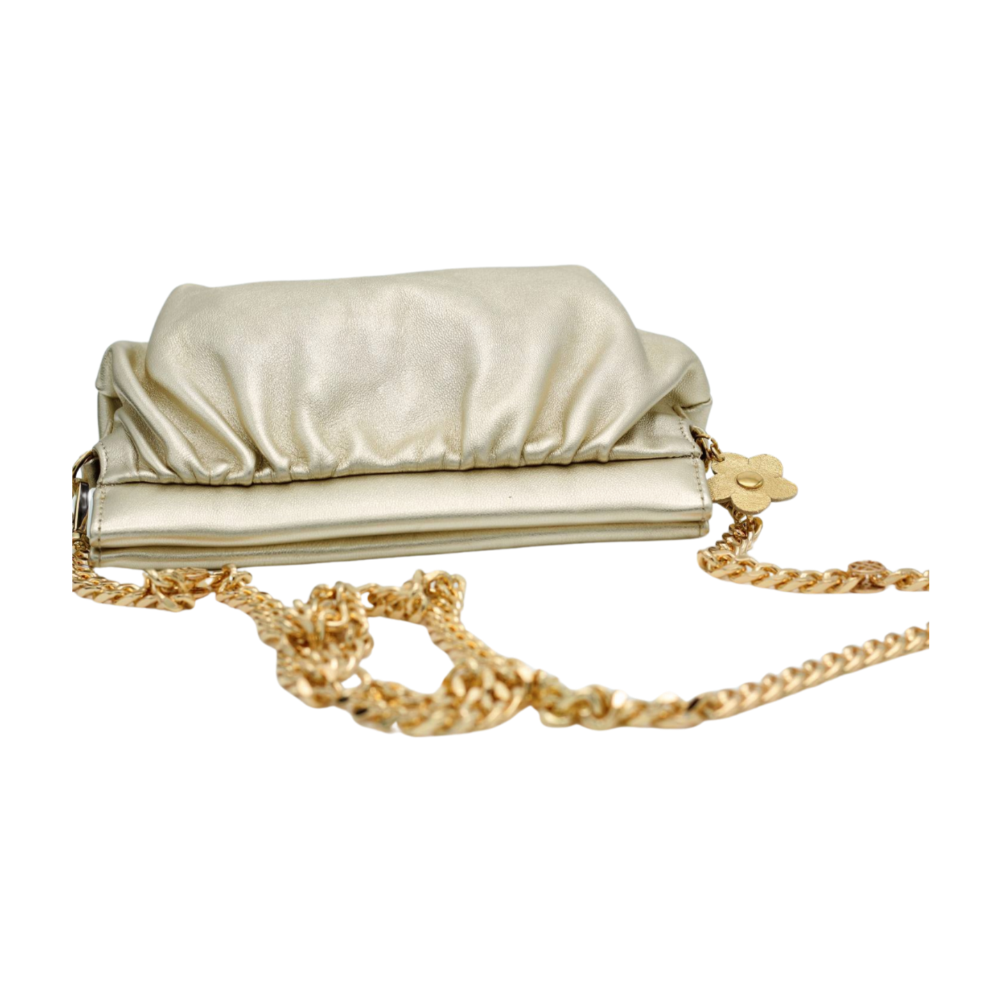 UNISA Gold Leather Clutch Bag Zailen