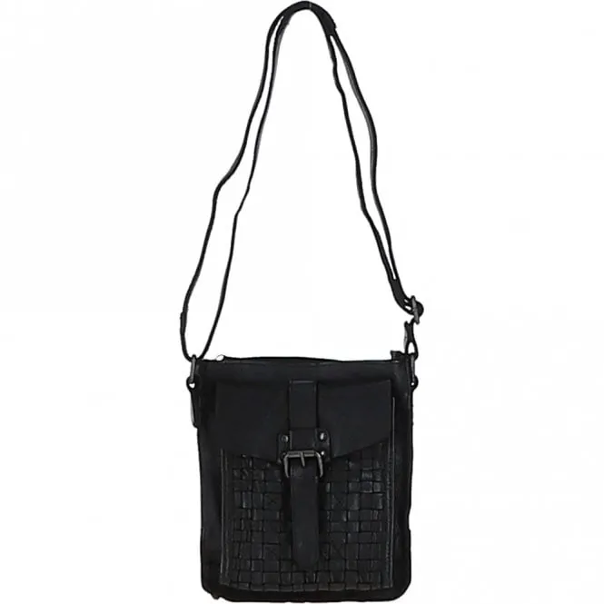 Vintage Woven Classic Leather Crossbody Bag Black :  D-76