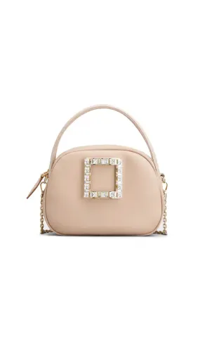 Viv' Ladybug Strass Buckle Mini Bag in Leather - Pink