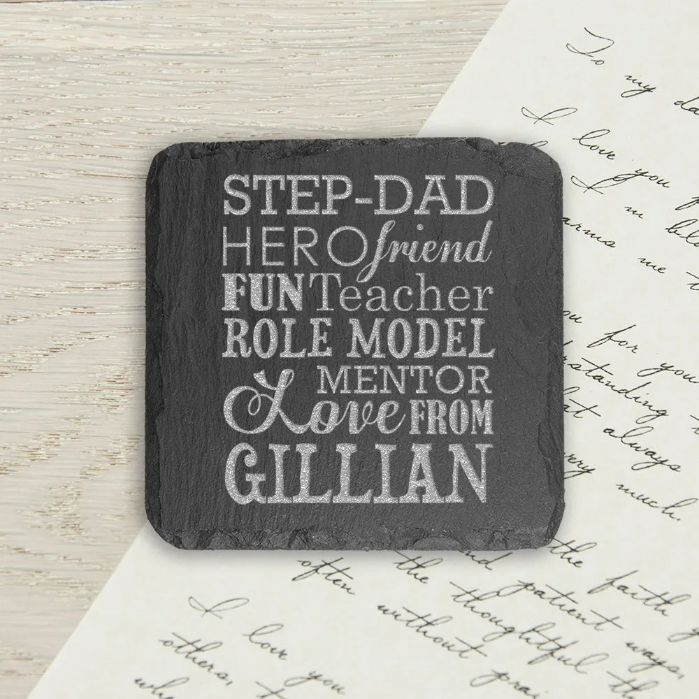 What A Step-Dad Means Square Slate Keepsake