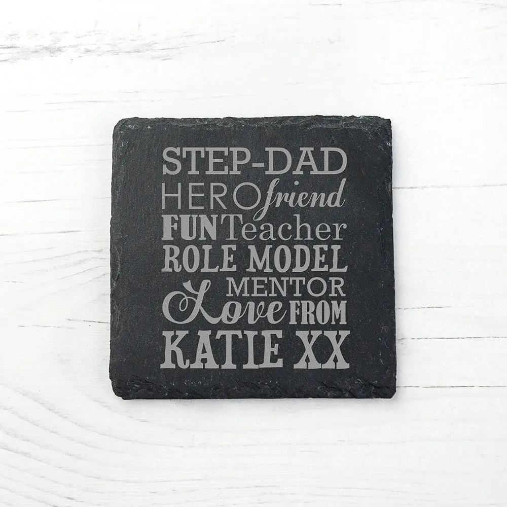 What A Step-Dad Means Square Slate Keepsake