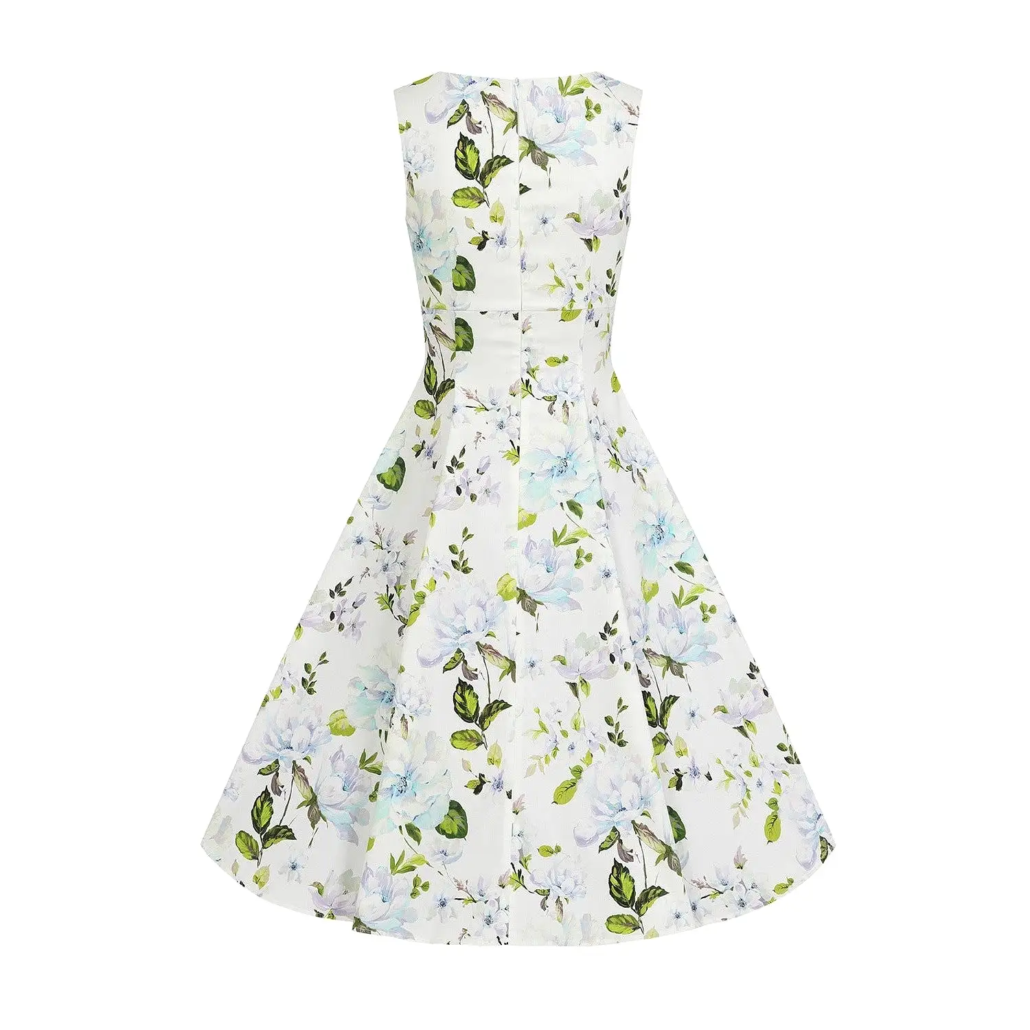 White Floral Audrey Rockabilly 50s Swing Dress