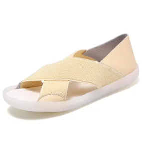 Women's Summer Concise Style Solid Elastic Stretch Slip-On Sandals