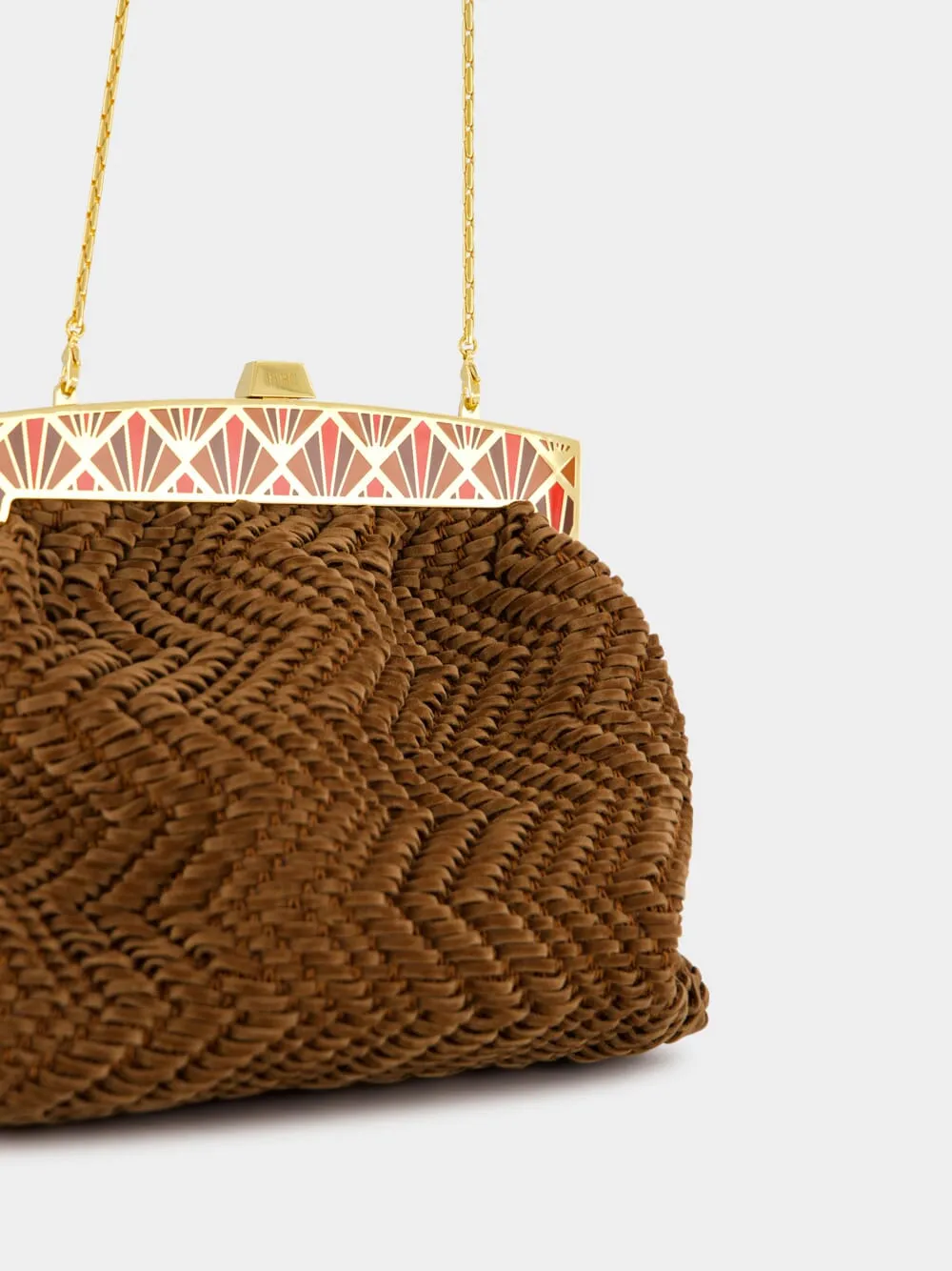 Woven Brown Suede Clutch Bag