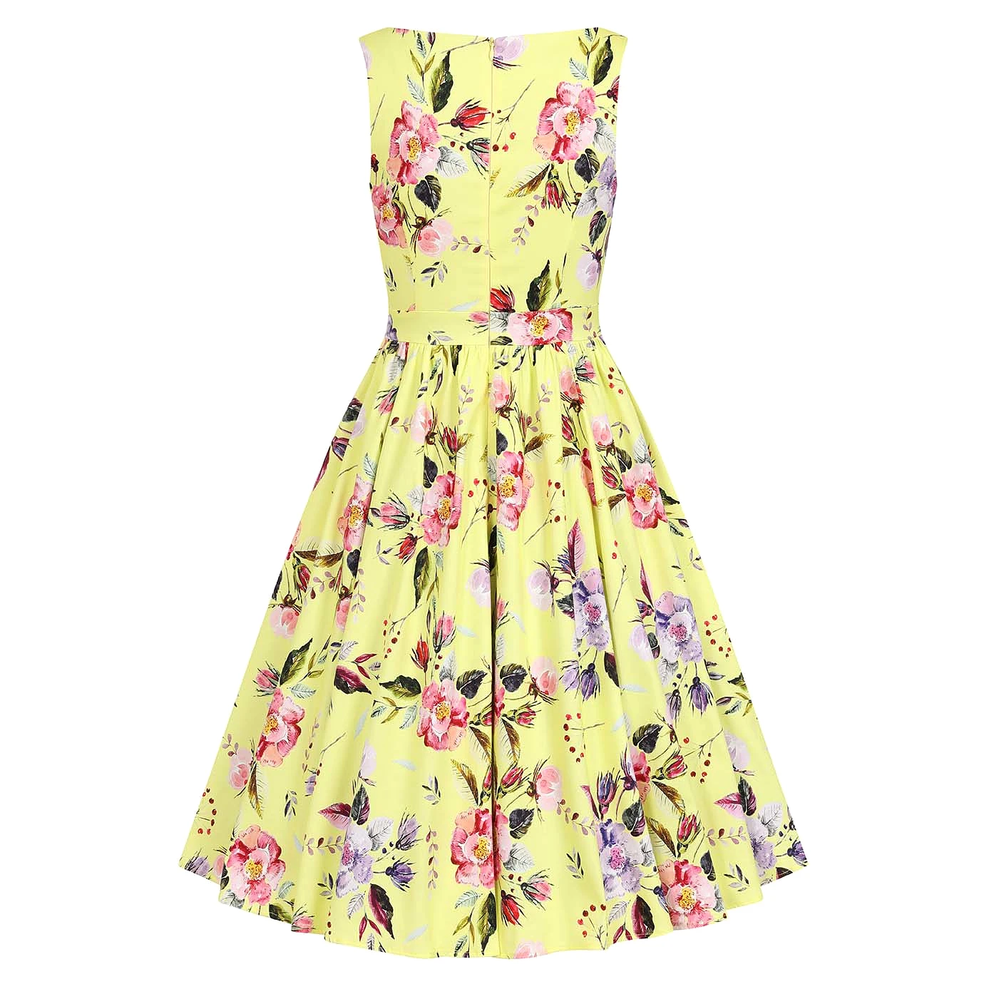 Yellow Floral Audrey Rockabilly 50s Swing Dress